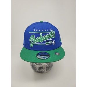 NWT Men's New Era Royal/Green Seattle Seahawks Team Script 9FIFTY Snapback Hat